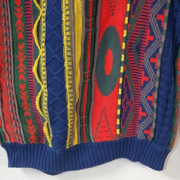 Men’s Koto Urban Outfitters Coogie Type Textured Knit Sweater Size XS Red Blue - Picture 13 of 14